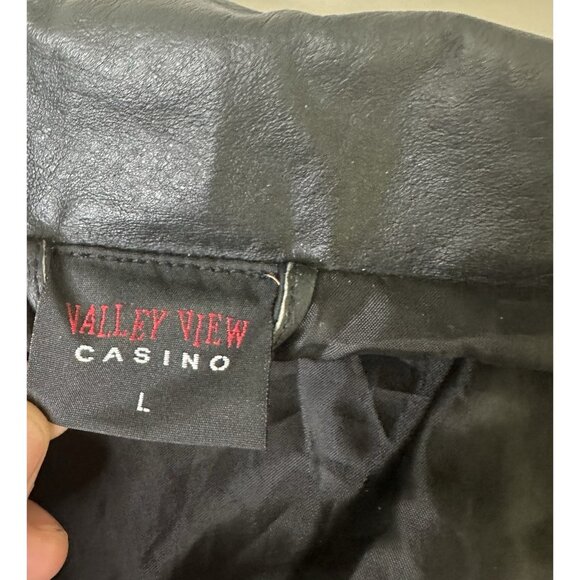 Vintage LAS VEGAS CASINO Valley View Leather Jacket 90s Men’s L Black - Picture 4 of 11
